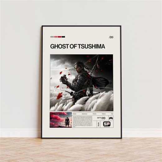 Ghost of Tsushima Poster, Video Game Poster, Minimalist Game Print, Gaming Room Poster, Gamer Gift, Gaming Print Poster, Gaming Wall Art - Etsy
