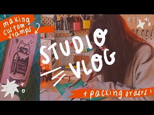 How I Make Custom Linocut Stamps + Packing Orders! | Artist Studio Vlog