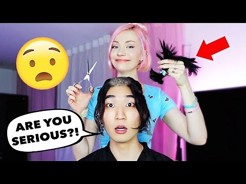 Cutting Off My Boyfriend's Long Hair *PRANK*