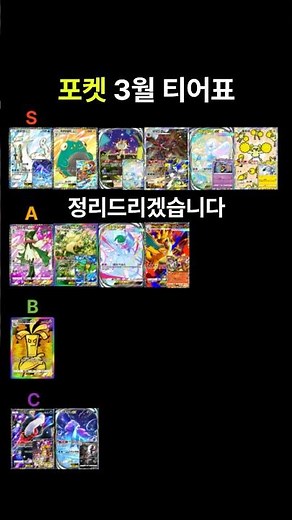[포켓몬카드게임 pocket] 3월 티어표 정리! (덱 레시피 포함) #포켓몬카드게임포켓 #포켓몬스터 #포켓몬카드 #ポケポケ #pokemon #pokemonpocket #포켓몬티어