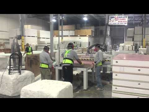 Cutting MGO SIP panels at Innova Eco Building System