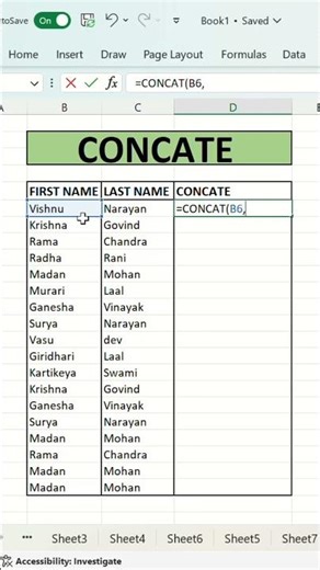 Combine text like a pro in Excel! 🔥Learn CONCAT function in just minutes 🚀 #excel #exceltips