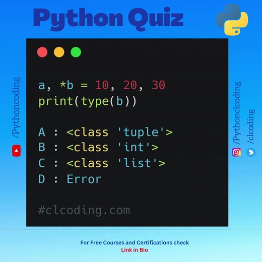 2.5K views · 43 reactions | Python Quiz | Day 48| What is the output of following code ? Complete Playlist : https://bit.ly/3GLnZPy | Python Coding | Facebook