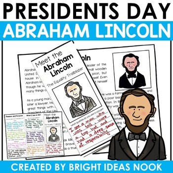 Presidents Day Craft Activities Writing Reading Comprehension Abraham Lincoln
