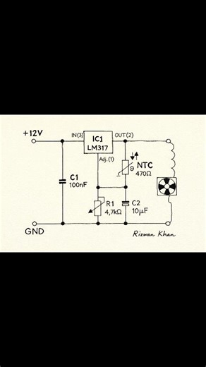 Input Voltage: 12V Key Component: LM317 adjustable voltage regulator IC | Rizwan Khan
