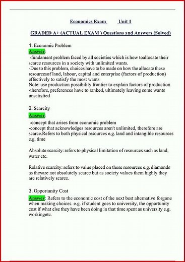 Economics Exam Unit 1 Graded A Actual Exam Questions And Ans video
