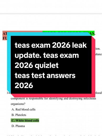 ATI teas exam 2026 quizlet teas exam 2026 update teas test answers 2026 where to find teas exam answers i found the whole teas test on quizlet