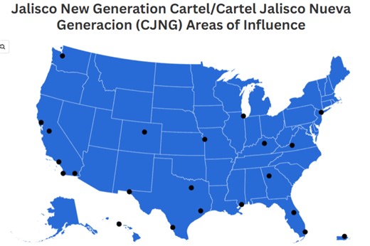Map Shows Where CJNG Cartel Is Most Prevalent in US Amid Violence in Mexico