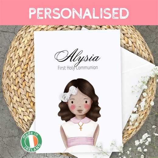 Personalised First Holy Communion Card for Daughter, Goddaughter (asian Girl) - Etsy