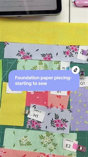 Let’s start to sew our foundation paper pieced log cabin for the building blocks sampler #quilting #quiltersoftiktok #thequiltingbook