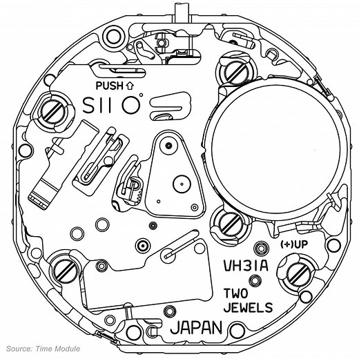 Seiko Instruments (SII) VH31 / VH31A watch movement | Caliber Corner