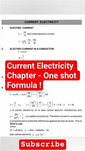 Lets revise the Current electricity Formulas !