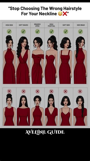 How to Choose the Best Hairstyle for Every Neckline 😳✨ #HairstyleGuide #NecklineGuide #HairTips
