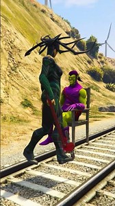 Hela Trapped Green Goblin On Railway Track! 😱 Spiderman & Thor Rescue #shorts