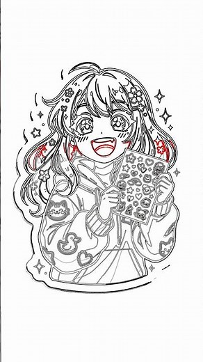 Easy Anime Girl Drawing! Pink Hair & Cute Stickers
