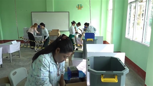 Voting stations set up ahead of final round of voting in controversial Myanmar general election
