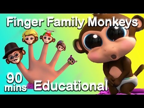 Finger Family Song with the Five Little Monkeys (Learn Counting) Nursery Rhyme Compilation