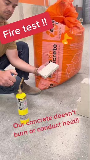 Envirolite fire test 🔥 our lightweight concrete does not promote flame or burn! #fire #firetest #flame #burn #fireproof #viral #construction #building #saftey #recycle #blocks #polystyrene