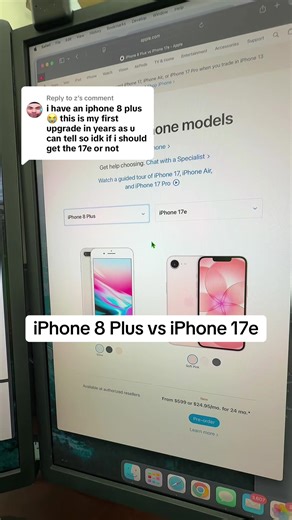 Replying to @z iPhone 8 Plus vs iPhone 17e #iphone #apple #iphone8plus #iphone17e #techtok