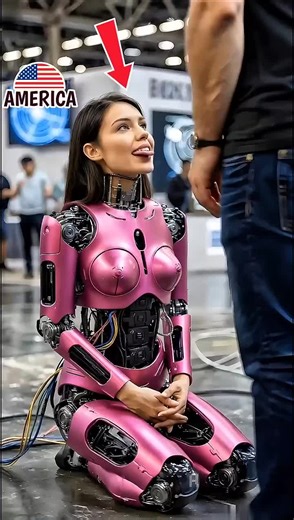 🤖 Robot girl in pink armor… sitting cute but looking deadly 😏🔥 Expo vibes: hand on head, tongue out, that playful stare – she's owning the stage! 💖 Not your average bot… this one's got attitude and curves! Would you pat her head or run? Comment your move 👇 LIKE if she's your new crush! Follow for more flirty robot moments & insane tech reveals! 🚀 #RobotGirl #PinkRobot #AIGirlfriend #HumanoidRobot #USA