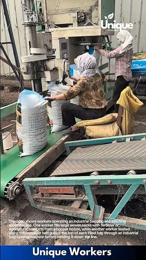 Industrial Fertilizer Bagging and Stitching: Automated Factory Packaging Line