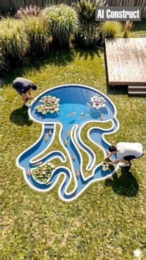 Satisfying Modern Octopus shaped swimming pool building time-lapse #construction #timelapse #shorts