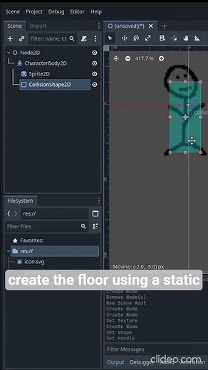 Creating a player in godot in under 60s #godot #game #gameengines #godottutorial