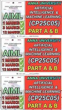 Artificial Intelligence & Machine Learning (CP25C05)#cp25c07 #annauniversity #aiml #ai #ml #r2025#pg