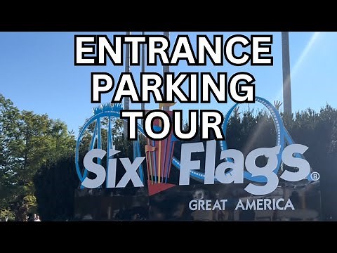 How to get to Six Flags Great America?? Parking and Entrance Tour!!! Sweet Roller Coaster Views