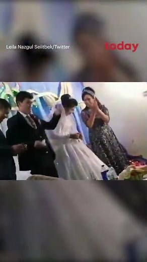 Uzbekistan groom hits his bride at their wedding