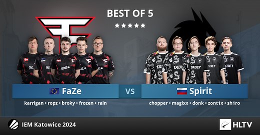 FaZe vs Spirit at IEM Katowice 2024