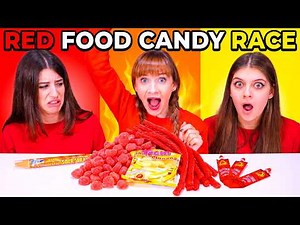 ASMR Red, Yellow, Orange, Blue Candy Race Food Challenges Compilation