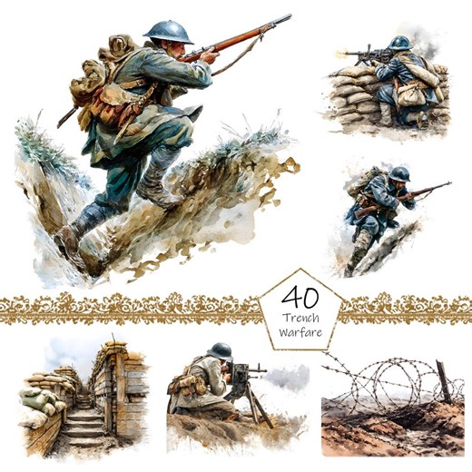 Watercolor Trench War Clipart, 40 PNG Army Clip Art, World War 1 Png, Military Clipart Png Bundle, Digital Military Art, WW1 Clipart - Etsy