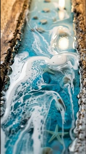 Luxury Ocean Table🪵 #shorts #satisfying #diy #art #epoxyfloor #epoxy #woodworking #viral #ai