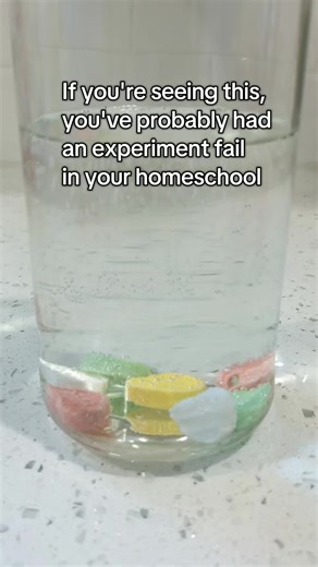 Good news: You haven't missed that teachable moment! We all have experiments that flop. The key is what you do after it happens. We recheck the directions, ask why, fix any obvious problems, and then retry. In this experiment, our candy hearts were too heavy. So we broke them into prices and retired the experiment. The second time it worked! #homeschooling #homeschoolscience #homeschoolersoftiktok