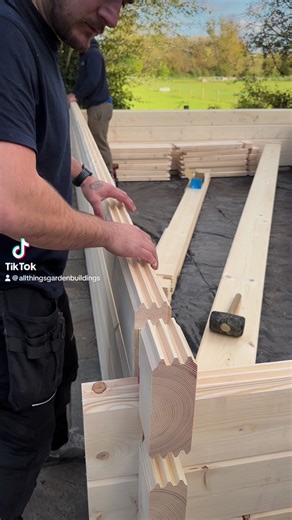 Log cabin building with Northern Log Cabins Ltd #logcabinbuilding #logcabinbuild #gardenroom #summerhouse #tinyhome #reelsfb #reels | All Things Garden Buildings