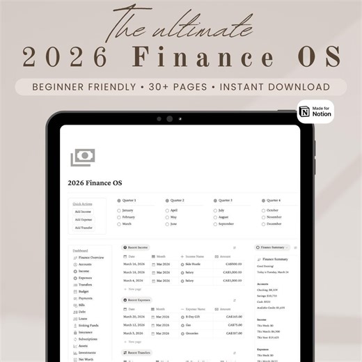 Notion Finance Template | Budget Planner, Income, Expenses & Net Worth | All-in-one Money OS (digital Download) - Etsy