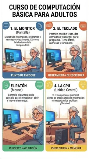 Computación desde cero para principiantes 👦🏻👴🏻🖥️💻 #informaticabasica #aprenderpc #cursogratis