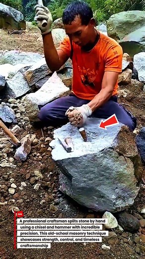 Hand Splitting Stone with Chisel & Hammer | Master Mason Skill