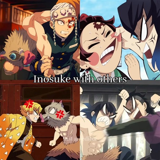 Inosuke with shinobu..😌🤭 #demonslayer #kny #inosukehashibira #shinobukocho