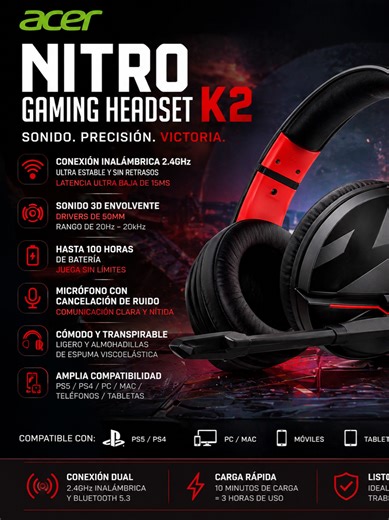 🎧 Un solo audífono para TODO tu día ACER NITRO GAMING HEADSET K2 ✔️ Trabajo → llamadas claras sin ruido ✔️ Gaming → sonido preciso sin delay ✔️ Música → audio potente 🔥 Beneficios reales: Ahorro (no compras 2 audífonos) Batería hasta 100 horas Comodidad todo el día ✔️ Compatible con PC, celular, PS5 y más 👉 Inversión inteligente 🚚 Envíos a toda Bolivia 📲 Contáctanos por WhatsApp: 649.78.114 #TrabajoRemoto #HomeOffice #ZoomMeetings #AudifonosBluetooth #Productividad #Freelancer #Emprendedore