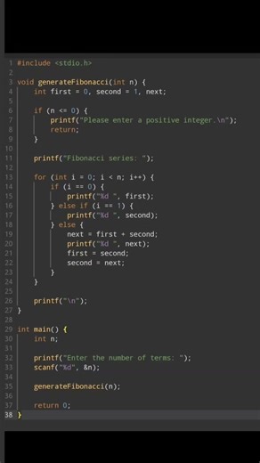 Write Fibonacci Series Program in C | Simple Logic Explained 🔥#fibonacci #cprogramming #c #codingfun