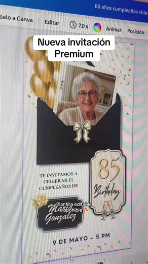 Invitación premium editable para cumpleaños - Plantilla digital