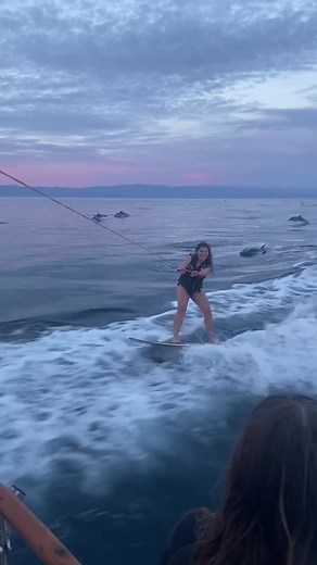 Wakesurfing at Sunset in Channel Islands