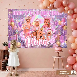 Personalized Video Game Girl Birthday Backdrop, Custom Name Digital Party Decor - Etsy