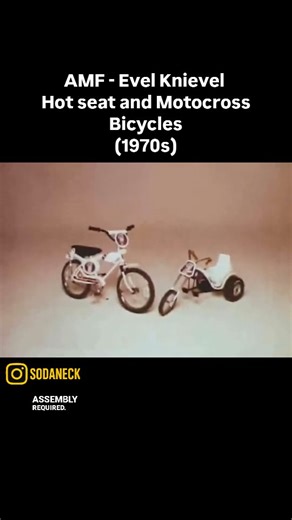 Sodaneck on Instagram: "In the 1970s, AMF (American Machine and Foundry) capitalized on Evel Knievel’s soaring popularity by releasing a line of bicycles inspired by the daredevil’s legendary stunts. Two standout models were the Hot Seat and the Motocross bikes. Styled to resemble the rugged, high-flying spirit of motocross and stunt riding, these bikes were built tough, with bold designs, banana seats, high-rise handlebars, and flashy paint jobs. Kids across America dreamed of emulating Knievel