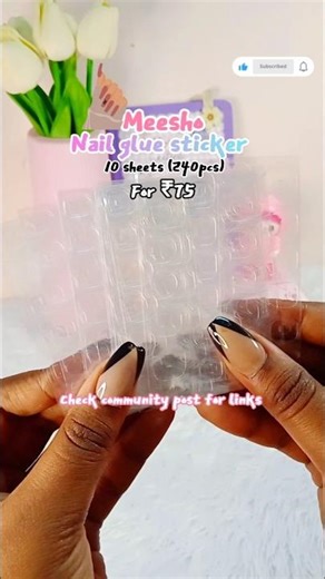 Meesho nails sticker for ₹75 🤍 #meeshofinds #ytshorts #unboxing #nailstickers #meeshohaul