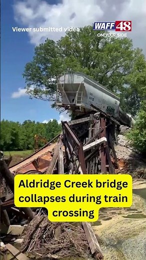 Trestle bridge in Huntsville collapses during train crossing #news #alabama #shorts