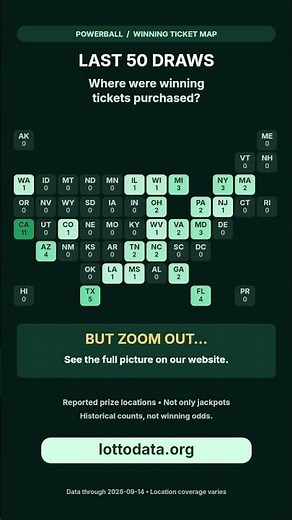 Powerball winning states: the last 50 draws