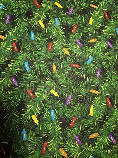 Christmas Tree Fabric By The Yard Holiday Cotton Fabric Christmas Lights Fabric Green Pine Tree Fabric Winter Quilting Fabric